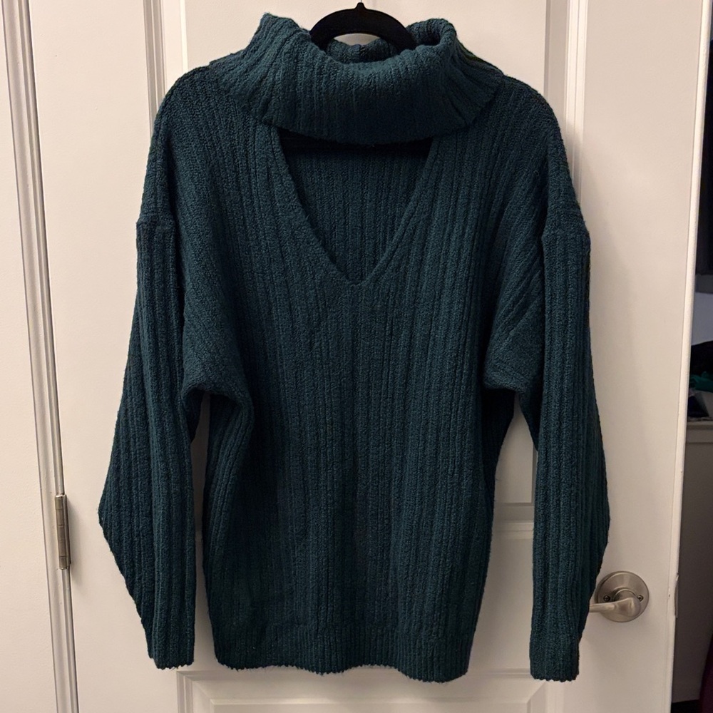 CAbi Deep Teal Cowl Neck Sweater